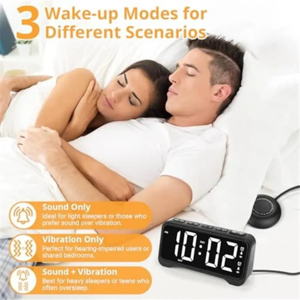 Loud Alarm Clock for Heavy Sleepers Vibrating Bed Shaker Digital Dual Alarm